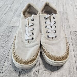 UGG Eyan II Women Size 9 Off White Canvas Lace Up Espadrille-Styled Casual Shoes